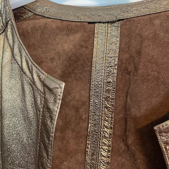 Genuine Leather metallic Jacket/Bronze - Picture 2 of 6
